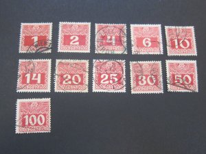 Austria 1911 Sc J34-44 set FU