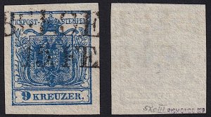 Austria - 1850 - Scott #5 - used - Type III - proofed Rismondo