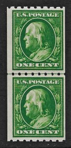 US 1910 Sc. #390 Line Pair FVF NH, Cat. Val. $72.50.