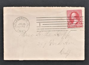 US #220 on Tiny Cover 100mm x 65mm Jan 25, 1895 Posted 10pm Back Stamped 11pm