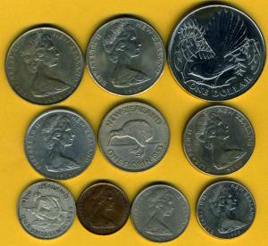 NEW ZEALAND 10 UNC COIN GROUP 1944 TO 1980
