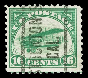 Scott C2 1918 16c Jenny Used F-VF Faint Thin Spot Cat $35