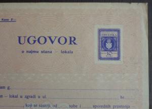 WWII CROATIA - NDH - RARE UNUSED DOCUMENT - IMPRINTED REVENUE STAMP RR!! J5