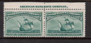 USA #232 Mint ABN Imprint Pair