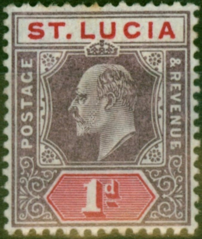 St Lucia 1904 1d Dull Purple & Carmine SG66 Fine MM