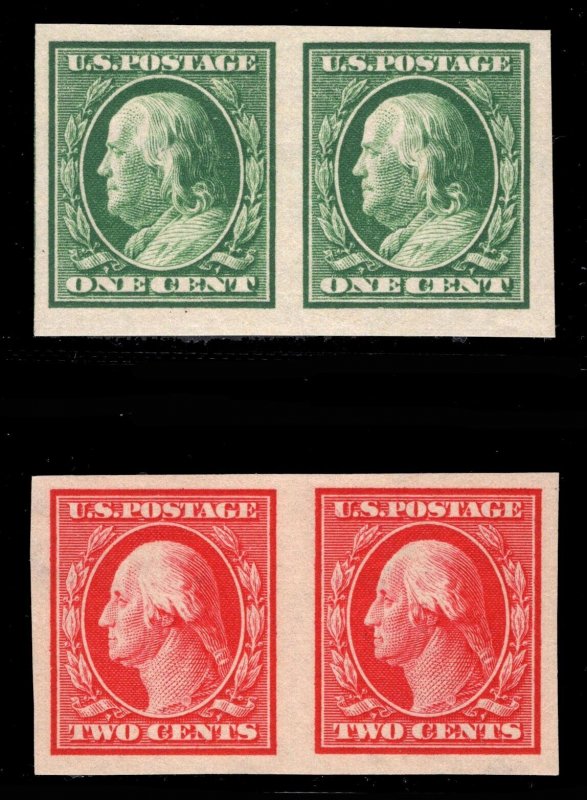 MOMEN: US STAMPS #383-384 IMPERF PAIRS MINT OG NH XF LOT #83693*