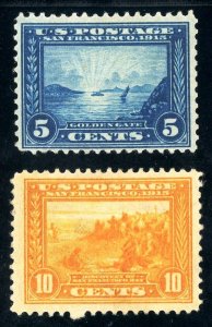 USAstamps Unused VF US 1913 Panama-Pacific Scott 399, 400 OG MHR SCV $185