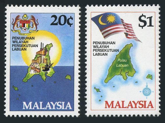 Malaysia 275-276,MNH.Michel 278-279. Labuan Federal Territory,1984.Map.