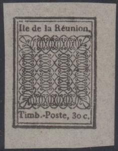 FRANCE REUNION 1852 Sc 2 TOP VALUE REPRINT UNUSED XF & RARE! 