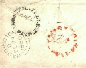 GB SG.68 Cover Haddington *Caponflat* CEYLON Maritime Mail 1860 Cat £240+ LS149