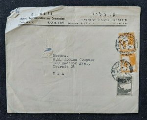 1945 Tel Aviv Palestine Advertising Cover to Detroit Michigan USA 