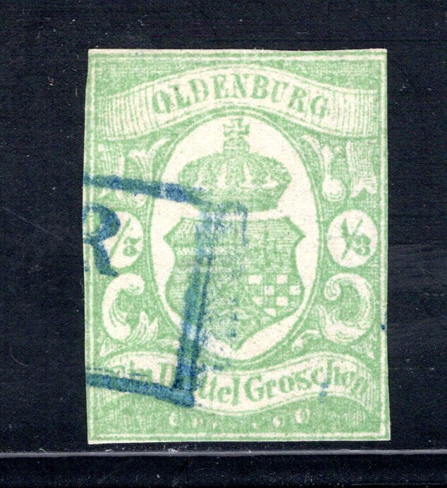 Oldenburg #10b  moss green shade, Used,  F/VF.  CV $2800.00   ...  4770011