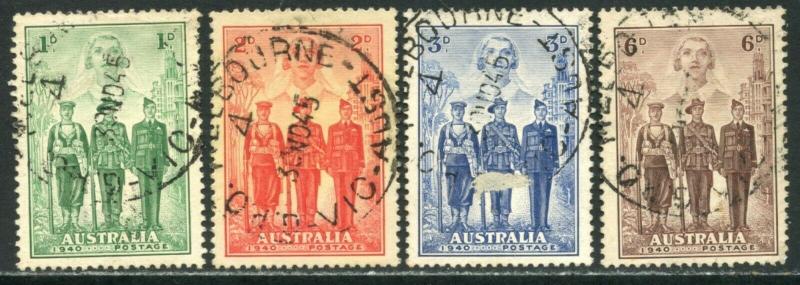 AUSTRALIA Sc#184-187 SG196-199 1940 Australian Forces WWII Complete Set Used