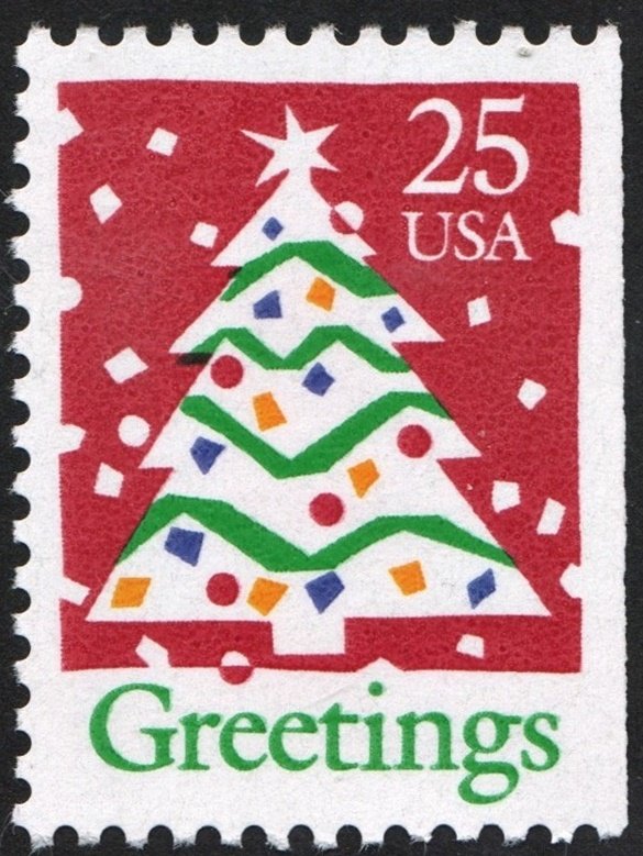 SC#2516 25¢ Christmas Tree Booklet Single (1990) MNH