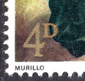 1967 SG 757 4d Christmas Spot on lower left margin of stamp Flaw Unmounted Mint