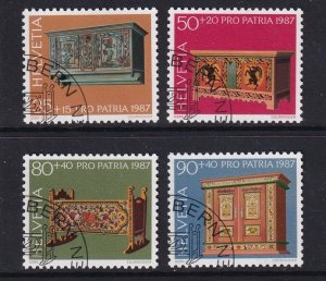 Switzerland   #B531-B534 cancelled 1987 pro patria  antique furniture