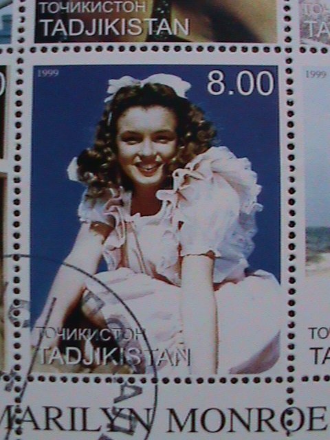 ​TAJIKISTAN 1999-BEAUTIFUL SEXY MOVIE STAR-MARILYN MONROE-CTO- SHEET VERY FINE