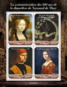 NIGER - 2019 - Leonardo da Vinci - Perf 4v Sheet  - M N H