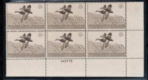 USA #RW7 Mint Fine Never Hinged Plate Block Of Six