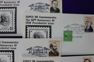 Eupex 1988 50th anniv 1938 US presidential issue 832 833 834 cachet show expo