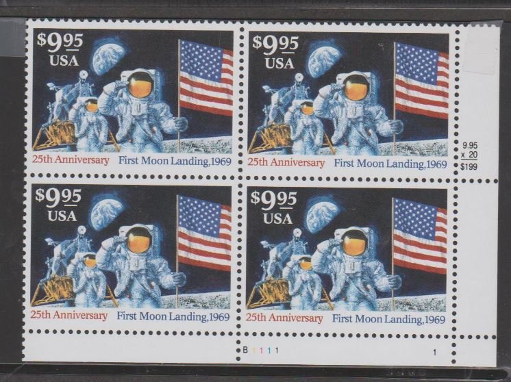 U.S. Scott #2842 Man on the Moon - $39.80 Face - Mint NH Plate Block - LR Plate