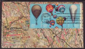US 2035a Balloons Map U/A FDC