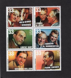 3345-3350 Broadway Songwriters, MNH blk/6