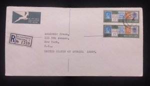 C) 1975. SOUTH AFRICA. AIRMAIL ENVELOPE SENT TO USA. DOUBLE STAMP. XF