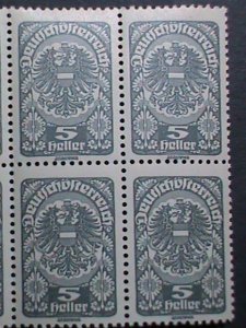 AUSTRIA -1920-SC#202-OVER 100 YEARS OLD STAMPS- COAST OF ARMS  -MNH BLOCK- 6-