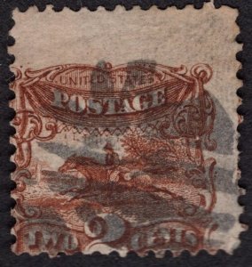 US #113 Average - Used. Odd, shaped cancel.