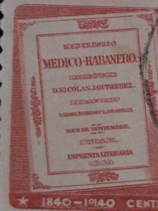 ​CUBA-1940 SC#364-5 DR. NICOLAS GUTIERREZ- CUBA USED VERY OLD STAMP-VERY FINE
