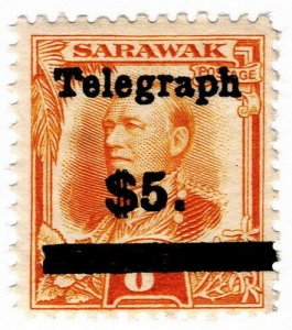 (I.B) Sarawak Telegraphs : Overprint $5 on 8c OP