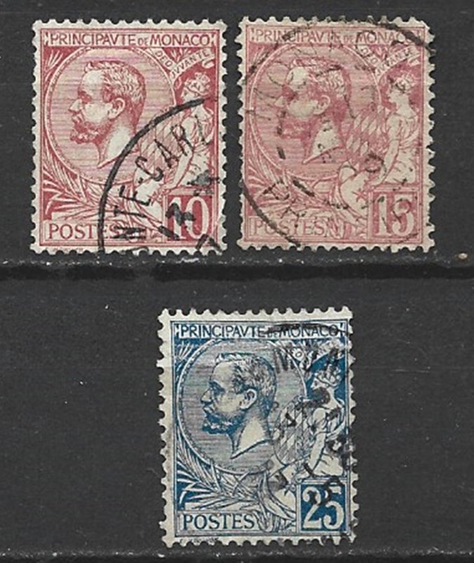 COLLECTION LOT 8018 MONACO 3 STAMPS 1871+ CV+$13