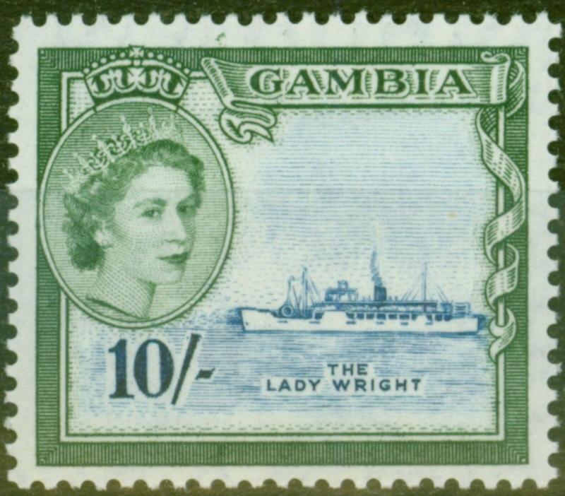 Gambia 1953 10s Dp Blue & Myrtle-Green SG184 V.F MNH