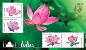 Sierra Leone 2011 - INDIPEX Lotus Flower - Sheet of 4 Stamps - Scott #3055 - MNH