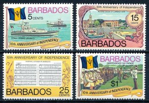 Barbados MNH 448-51 10th Ann. Of Independence 1975