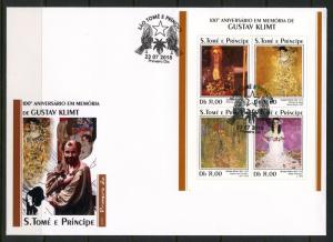 SAO TOME 2018  100th MEMORIAL ANNIVERS OF GUSTAV KLIMT PAINTING  SHEET FDC