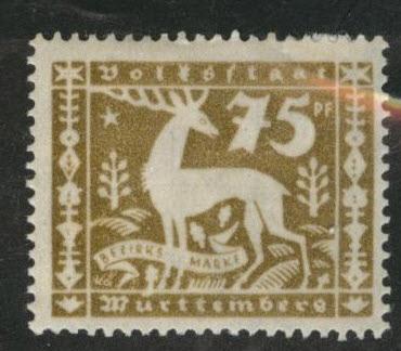 Germany State Wurttemberg Scott o58 MH* 1920 75pf Stag stamp