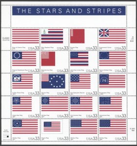 1999 US Scott #3403 The Stars and Stripes sheet of 20 MNH