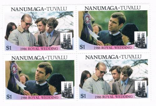 Tuvalu Nanumaga 72a-b Pair MNH Blk 4 Royal Wedding 1986 (T0020)