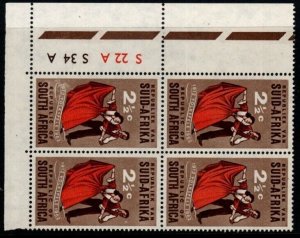 SOUTH AFRICA SG221 1962 50th ANNIV OF VOLKSPELE BLOCK OF 4 MNH