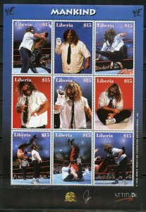 LIBERIA WRESTLING MANKIND SHEET  MINT NH