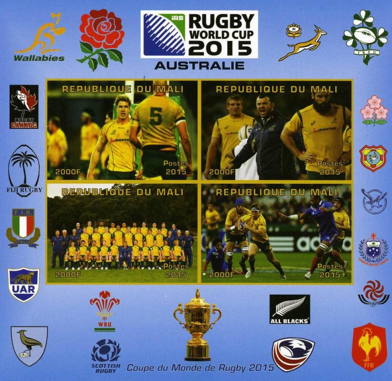 Mali 2015 Rugby World Cup 2015 AUSTRALIA Team Deluxe Ungummed mnh.vf