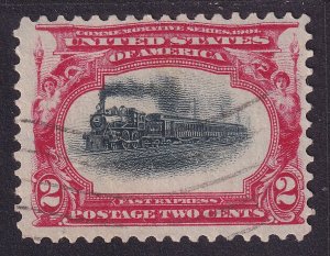 US 295 2c carmine  & black PAN-AMERICAN ISSUE - FAST TRAIN - HIGH ON HILL UVF