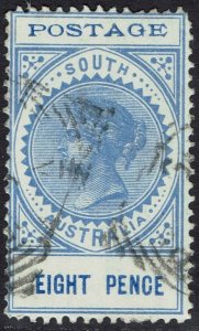 SOUTH AUSTRALIA 1902 QV THIN POSTAGE 8D 16½MM VALUE TABLET USED