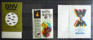 3 POSTER STAMPS - FAIR - MESSE! bilbao spain budapest hungary vienna austria J10