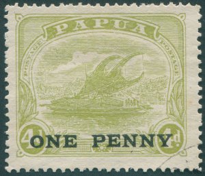 Papua 1917 1d on 4d pale olive-green SG109 used