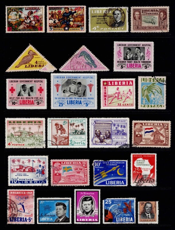 Liberia Stamp Lot / 45+ unique stamps / All stamps pictured / Postage Stamps