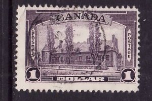 Canada-Sc#245-used $1.00 dull violet Chateau de Ramezay-id#546-1938-