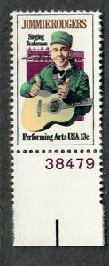 1755 Jimmie Rodgers MNH single with plate number PNS